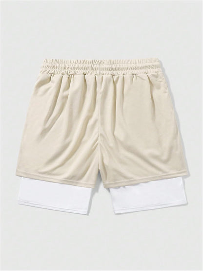 Men's Graphic Shorts with Liner Cross Print Drawstring 2 in 1 Gym Track Bottoms