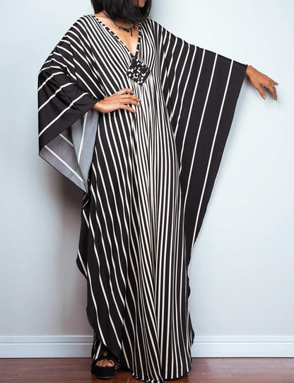 Bsubseach Women Ethnic Print Kaftan Beach Dress Plus Size Swimsuit Cover Up