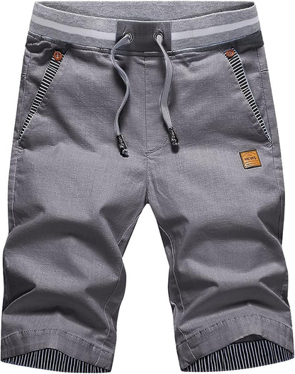 Tansozer Men's Shorts Casual Classic Fit Drawstring Summer Beach Shorts with Elastic Waist and Pockets