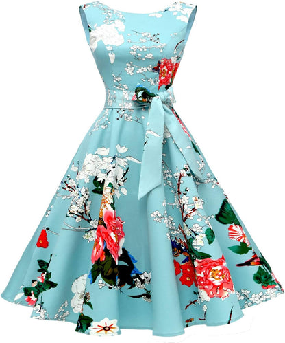 Hanpceirs Women's Boatneck Sleeveless Swing Vintage 1950s Cocktail Dress New