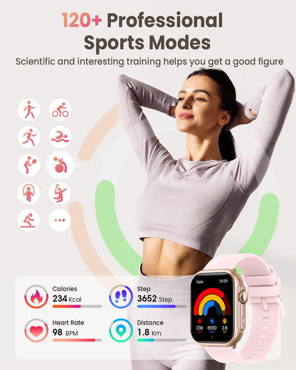 Smart Watch for Women for iPhone&Android: 100 Day+Battery Life, Smart watch(Answer/Make Calls) with 24/7 SpO2 Sleep Heart Rate Monitor,5ATM Waterproof,Fitness Tracker with 120+ Sport,Reloj Inteligente