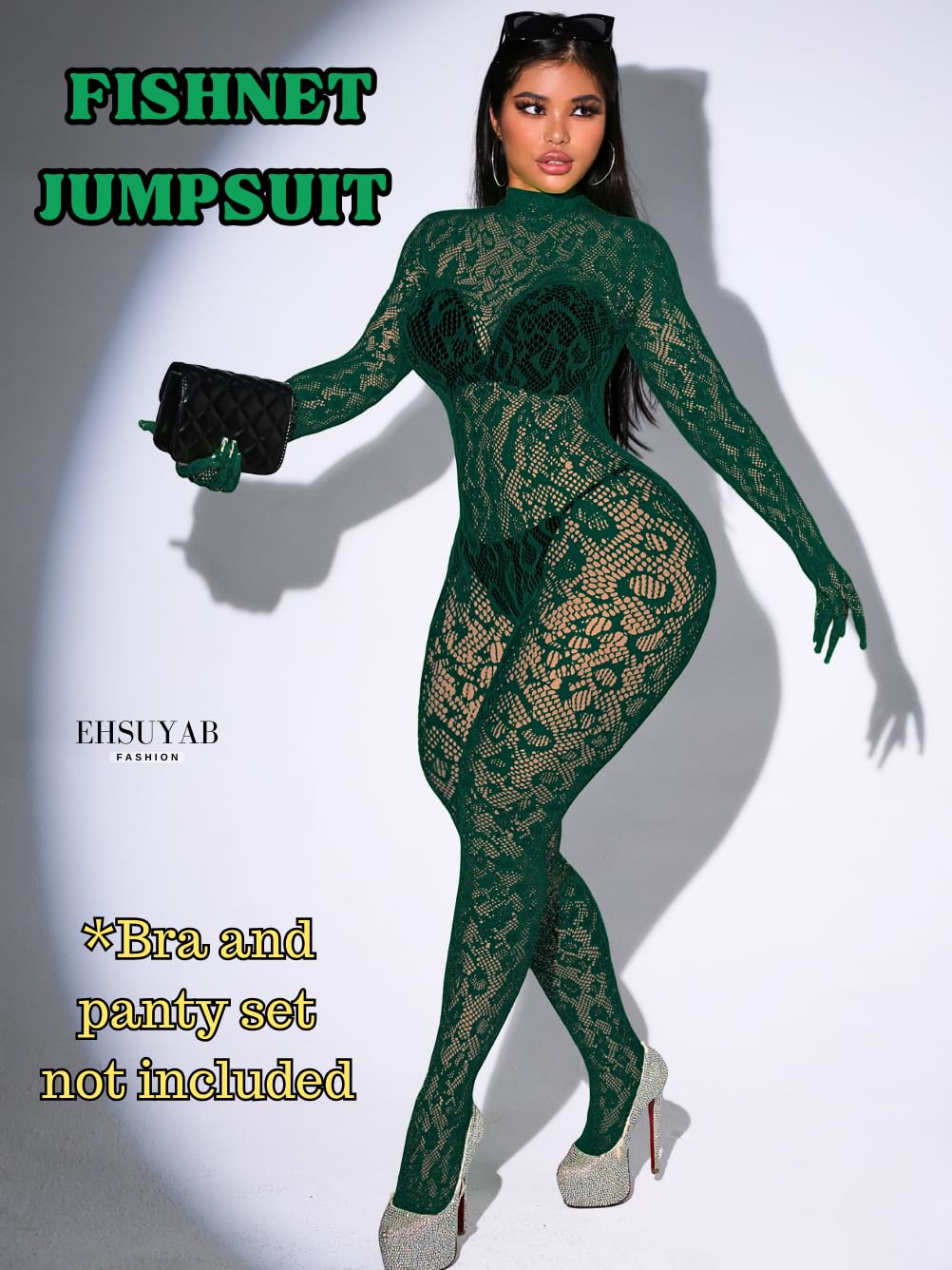 Sexy Lace Leopard Jumpsuit For Women, Fishnet Bodysuit Glow Party Club, Poster One Piece Mesh Full Body Rave Outfits