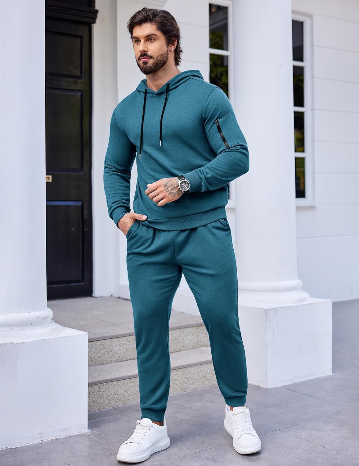 COOFANDY Men's Tracksuit 2 Piece Hooded Athletic Sweatsuits Casual Running Jogging Sport Suit Sets