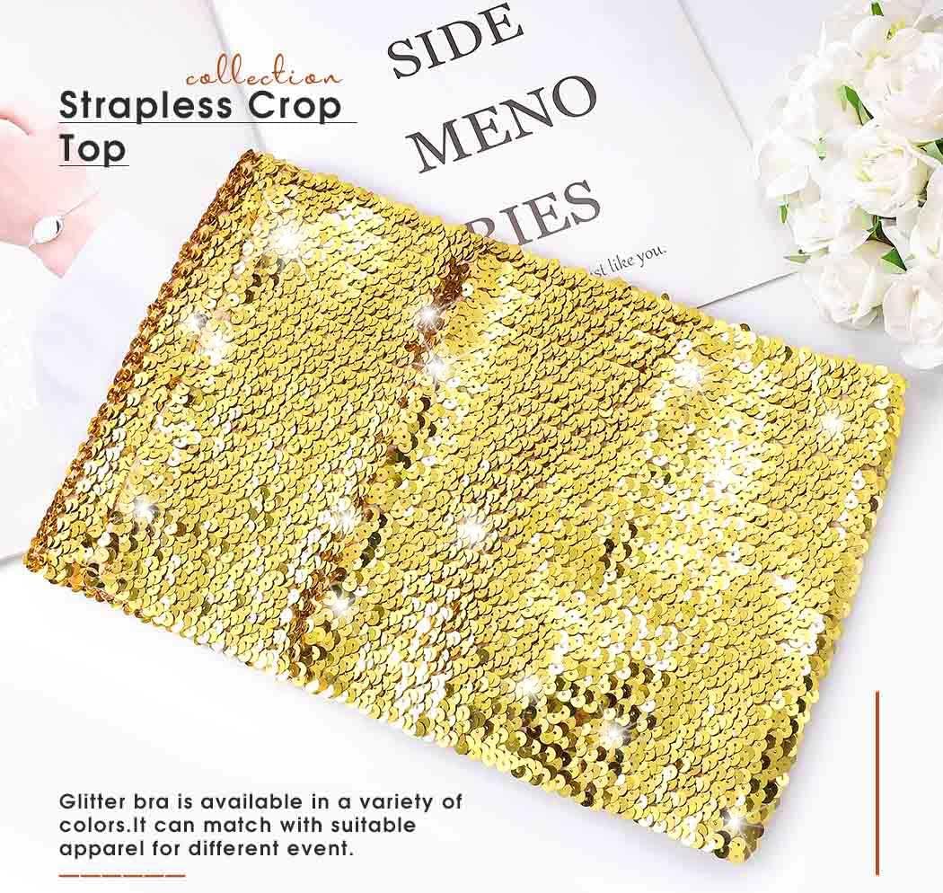 Nicute Sequin Tube Top Sparkly Crop Tops for Women