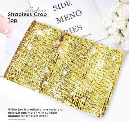Nicute Sequin Tube Top Sparkly Crop Tops for Women