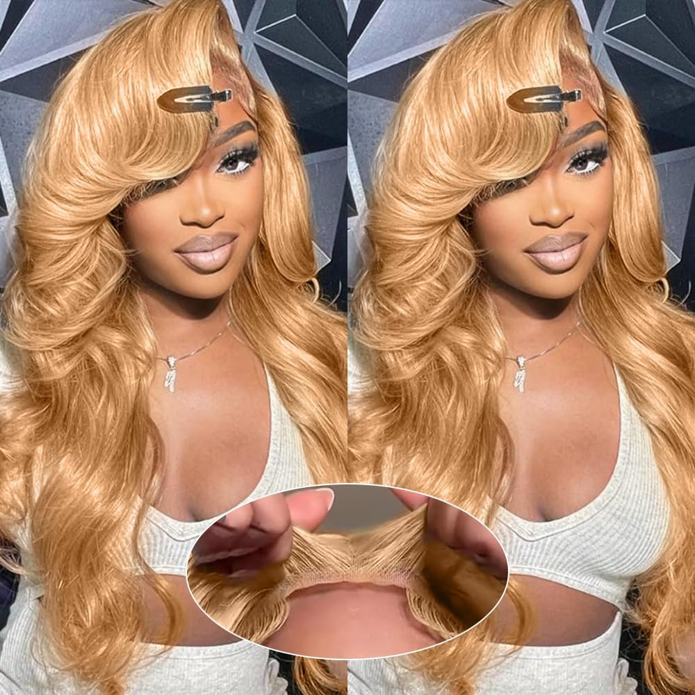 MEGOOD 200% Density Reddish Brown Deep Wave Lace Front Wigs Human Hair 13x4 HD Transparent Curly Human Hair Wig Pre Plucked 13X4 Ginger Wig Human Hair Glueless Colored Wigs With Baby Hair 18inch