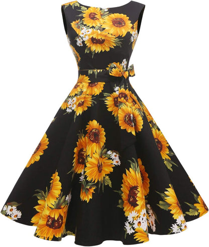 Hanpceirs Women's Boatneck Sleeveless Swing Vintage 1950s Cocktail Dress New