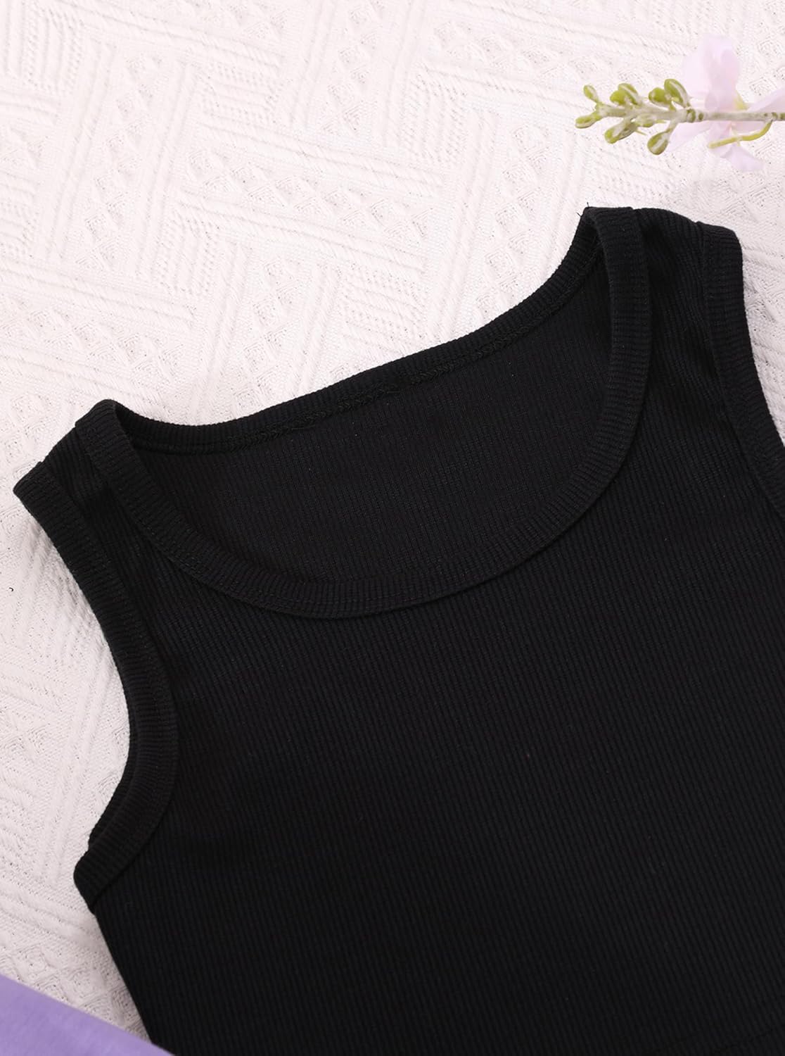 Hilinker Girls Graphic 3 Piece Outfits Workout Crop Hoodie Ribbed Tank and Sweatpants Set