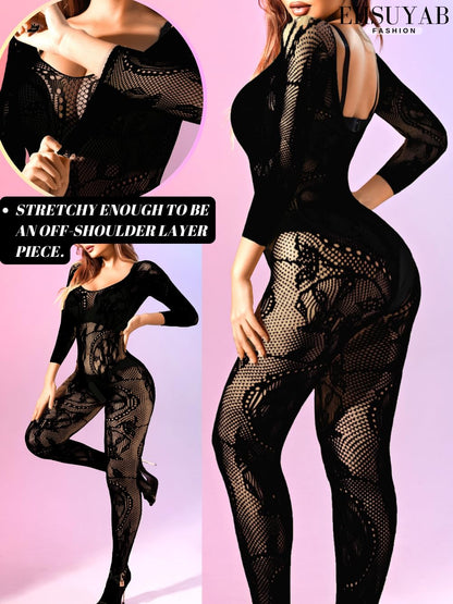Women Sexy Body Stockings, Fishnet Bodysuit Glow Party Rave, Exotic Dancer Wear Fishnets Lingerie Outfits Plus Size