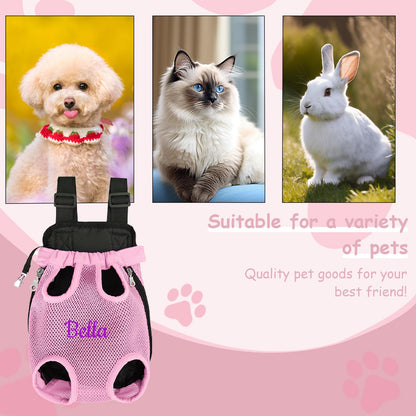 Custom Dog Backpack Carrier with Name Icons Embroidery Adjustable Front-Facing Legs-Out Design Breathable Pet Carrier Backpack for Hiking Traveling Cycling Outdoor