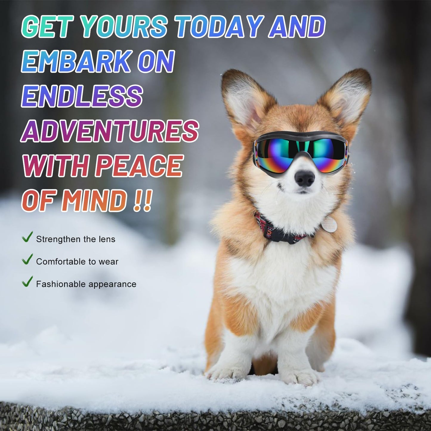 NVTED Dog Sunglasses Goggles, UV Wind Dust Fog Protection Pet Glasses Eye Wear Protection with Adjustable Strap for Medium or Large Dog (Pink)