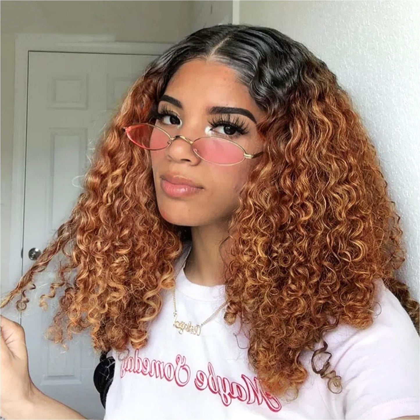 Curly Bob Wig Human Hair Deep Wave 13x4 HD Lace Front Wigs For Black Women Human Hair Pre Plucked Wear And Go Glueless Short Wet And Wavy Ombre Honey Blonde Highlight Color 4/27 14 Inch