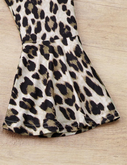 Toddler Girl Clothes Long Sleeve Cartoon & Letter Graphic Top + Fruit Stationery Print Flared Leg Pants