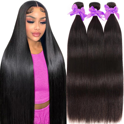 Straight Bundles Human Hair 10A Human Hair 3 Bundles Straight Hair 22 24 26 Inch Brazilian Virgin Deals Human Hair Extensions Natural Color