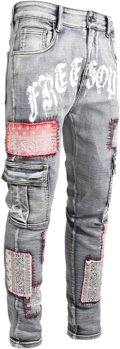 Men's Casual Stylish Straight Slim Fit Jeans Young Hiphop Skinny Denim Pants