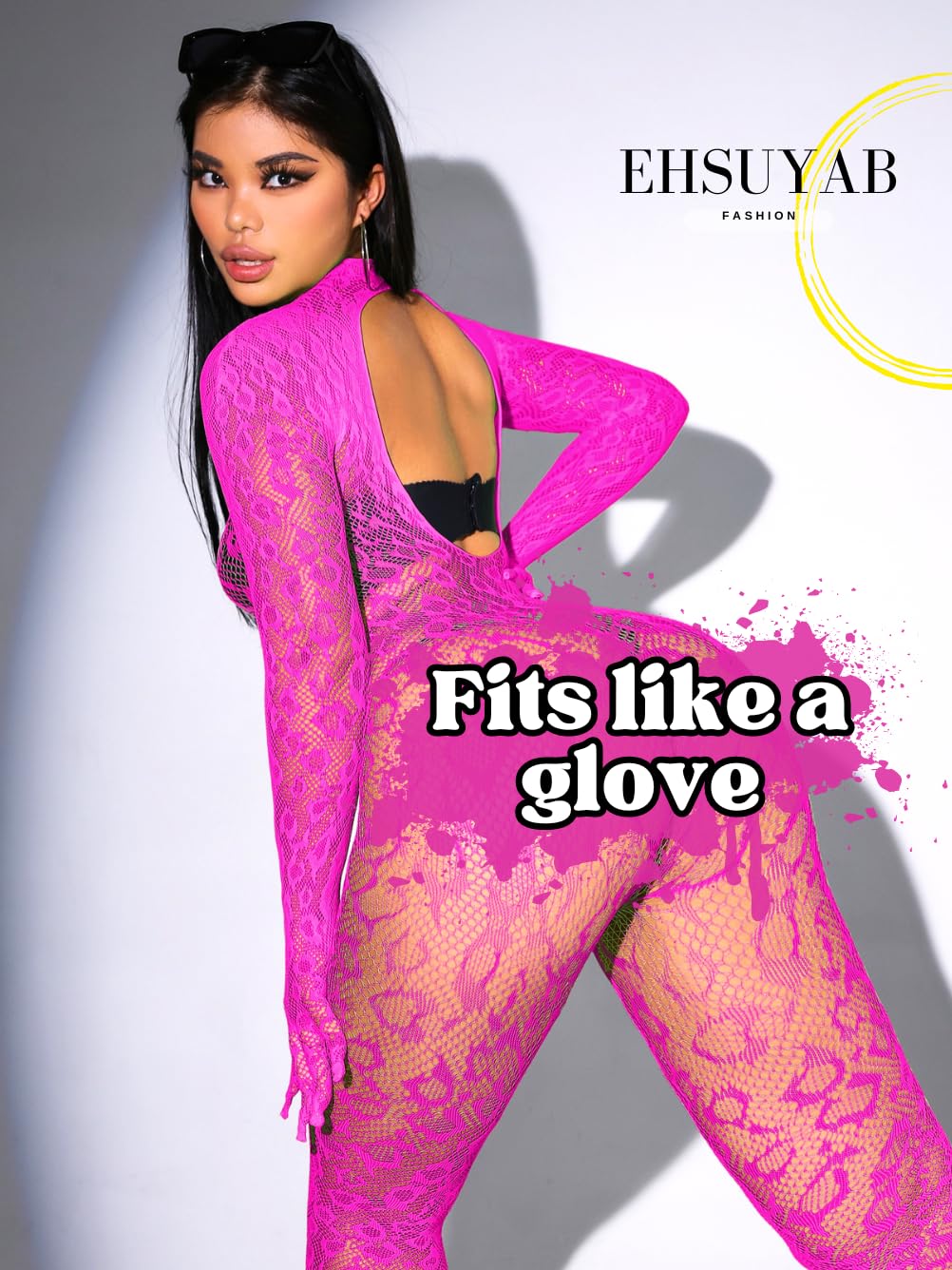 Sexy Lace Leopard Jumpsuit For Women, Fishnet Bodysuit Glow Party Club, Poster One Piece Mesh Full Body Rave Outfits