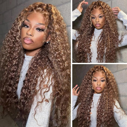 Water Wave 13x6 HD Transparent Lace Front Wigs Human Hair 180 Density Wet and Wavy Human Hair Wigs for Women Curly Lace Front Wig Human Hair Pre Plucked with Baby Hair Natural Color (18 Inch)