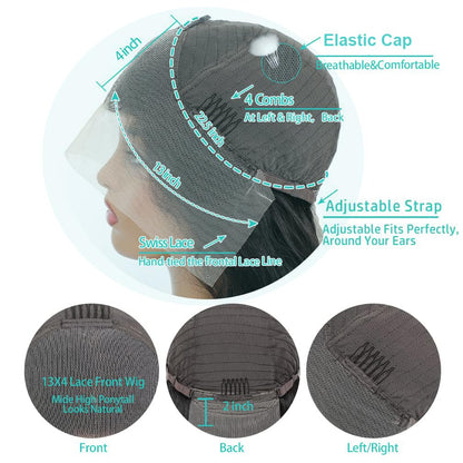 20Inch Deep Wave Lace Front Wigs Human Hair-13x4 HD Transparent Deep Wave Frontal Wigs Human Hair Glueless Curly Wigs for Women 200% Density Curly Lace Front Human Hair Pre Plucked with Baby Hair