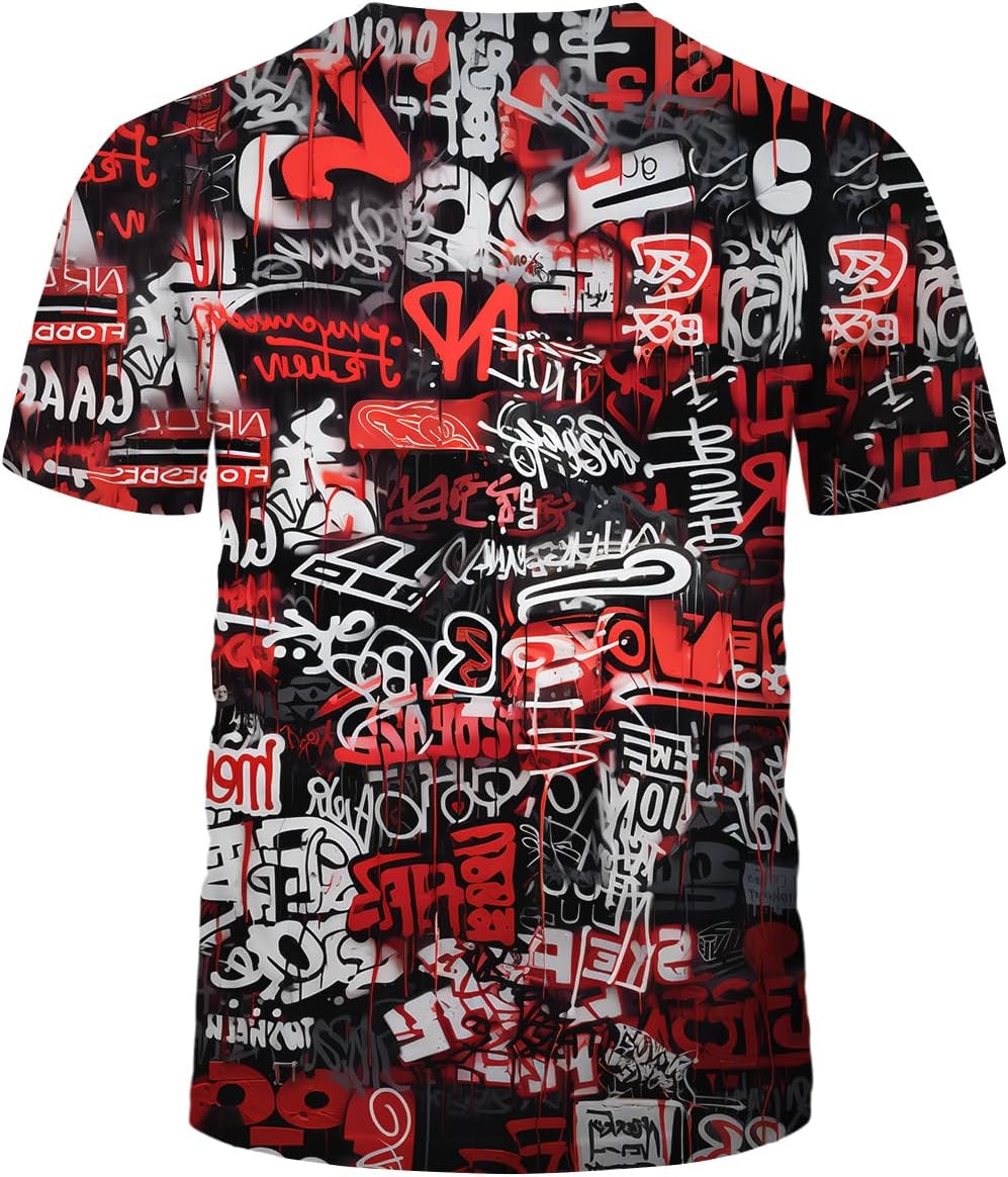 Men's Artist Street Letter Graffiti Markers T-Shirt Shirts 3D Printing Graffiti Graphic Shirt Tee Top
