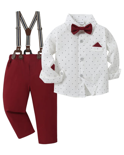 DISAUR Baby Boy Clothes Suits Toddler Dress Shirt With Bowtie Suspender Pants Outfit Sets Gentleman Wedding 1-6 Years