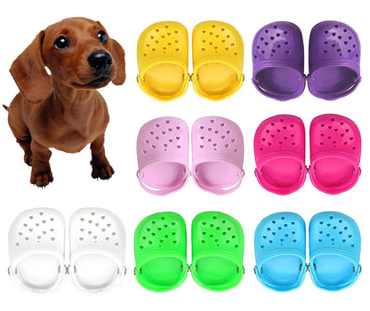 4 PCS Small Dog Sandals, Shoes for Dogs, Candy Colors Dog Sandals for Photo, Doggy Rubber Slipper Shoes Pink