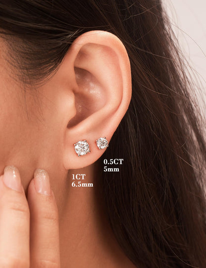 IMOLOVE Moissanite Stud Earrings for Women in Sterling Silver Hypoallergenic 1-3CT D Color Round Cut Moissante Earrings