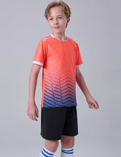 5 Pack Boys Athletic Shirts, Youth Activewear Dry Fit Tshirts for Kids, Short Sleeve Tees, Bulk Athletic Performance Clothing