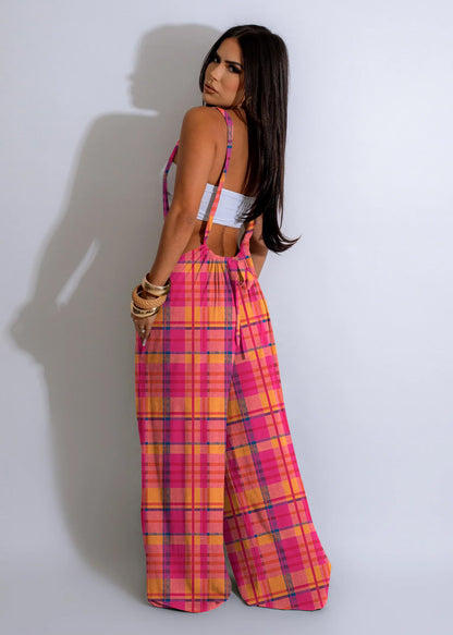 Nimsruc Womens Jumpsuit Casual Loose Sleeveless Adjustable Spaghetti Straps Wide Leg Pants Baggy Overalls With Pockets