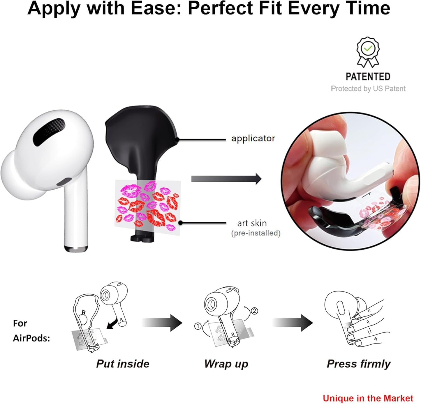 RockMax for AirPods 4 Skin，Personalized Decal Sticker for Air Pods 4th Gen, Compatible with AirPods 4 Case Pink, Durable Tattoo Wrap, Easy to Apply