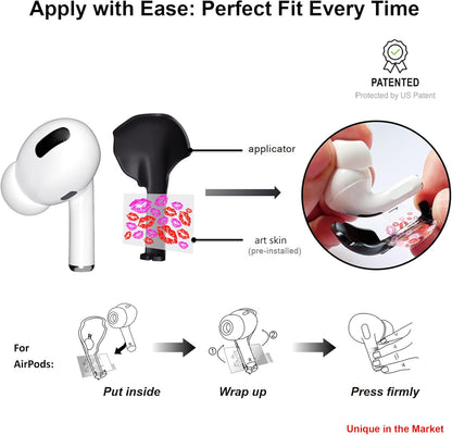 RockMax for AirPods 4 Skin，Personalized Decal Sticker for Air Pods 4th Gen, Compatible with AirPods 4 Case Pink, Durable Tattoo Wrap, Easy to Apply