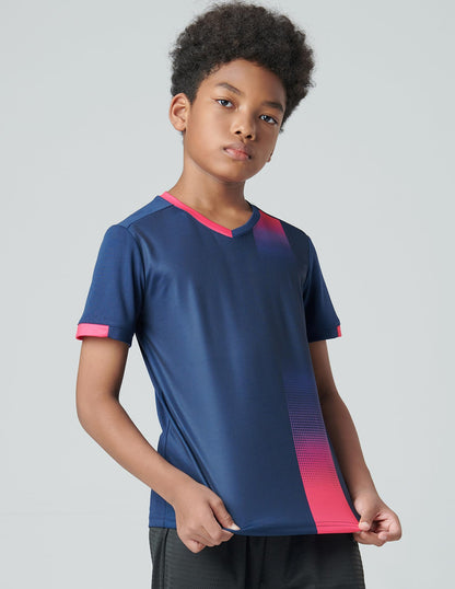 5 Pack Boys Athletic Shirts, Youth Activewear Dry Fit Tshirts for Kids, Short Sleeve Tees, Bulk Athletic Performance Clothing
