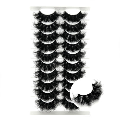 Mink Lashes Fluffy Big Dramatic Thick False Eyelashes, Soft 20mm Volume 3D Faux Mink, 20 Pairs Eyelashes Pack, 25mm Full Strip Lashes That Look Like Extensions