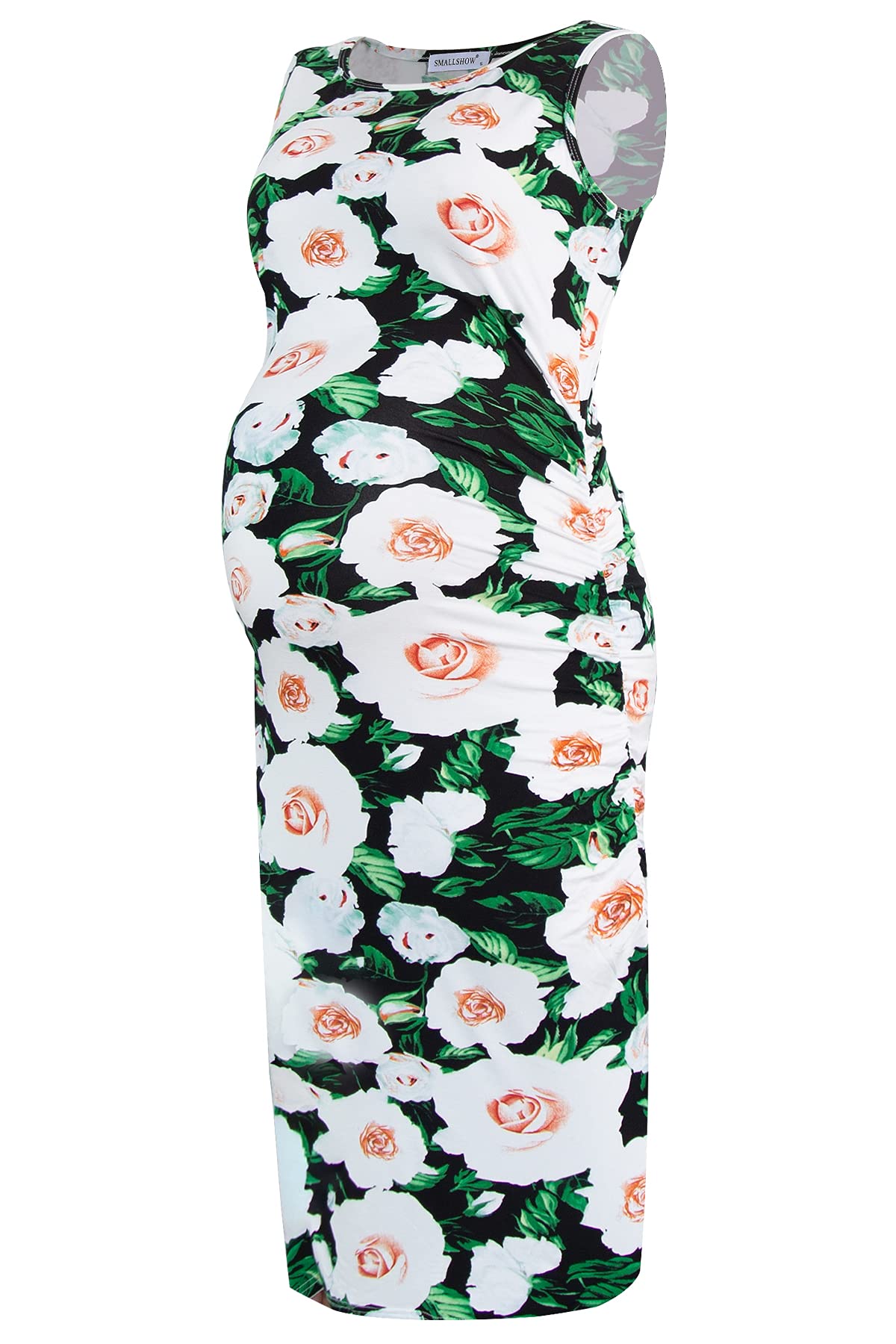 Smallshow Women's Sleeveless Maternity Dress Ruched Pregnancy Clothes