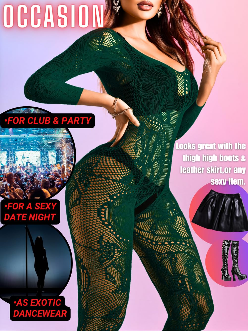 Women Sexy Body Stockings, Fishnet Bodysuit Glow Party Rave, Exotic Dancer Wear Fishnets Lingerie Outfits Plus Size
