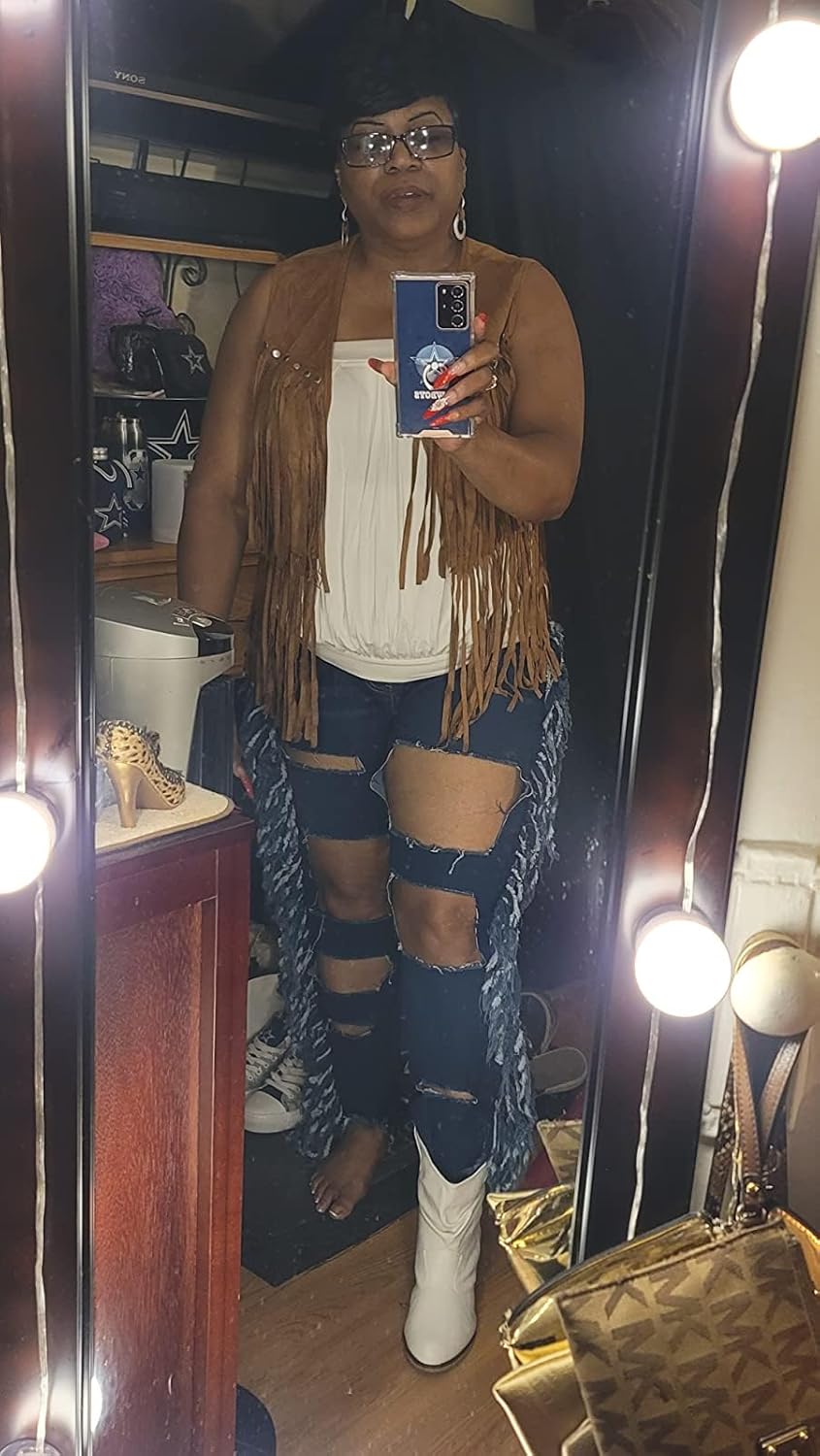 Women's Skinny Ripped Jeans Stretch Destroyed Mid High Waist Denim Pants