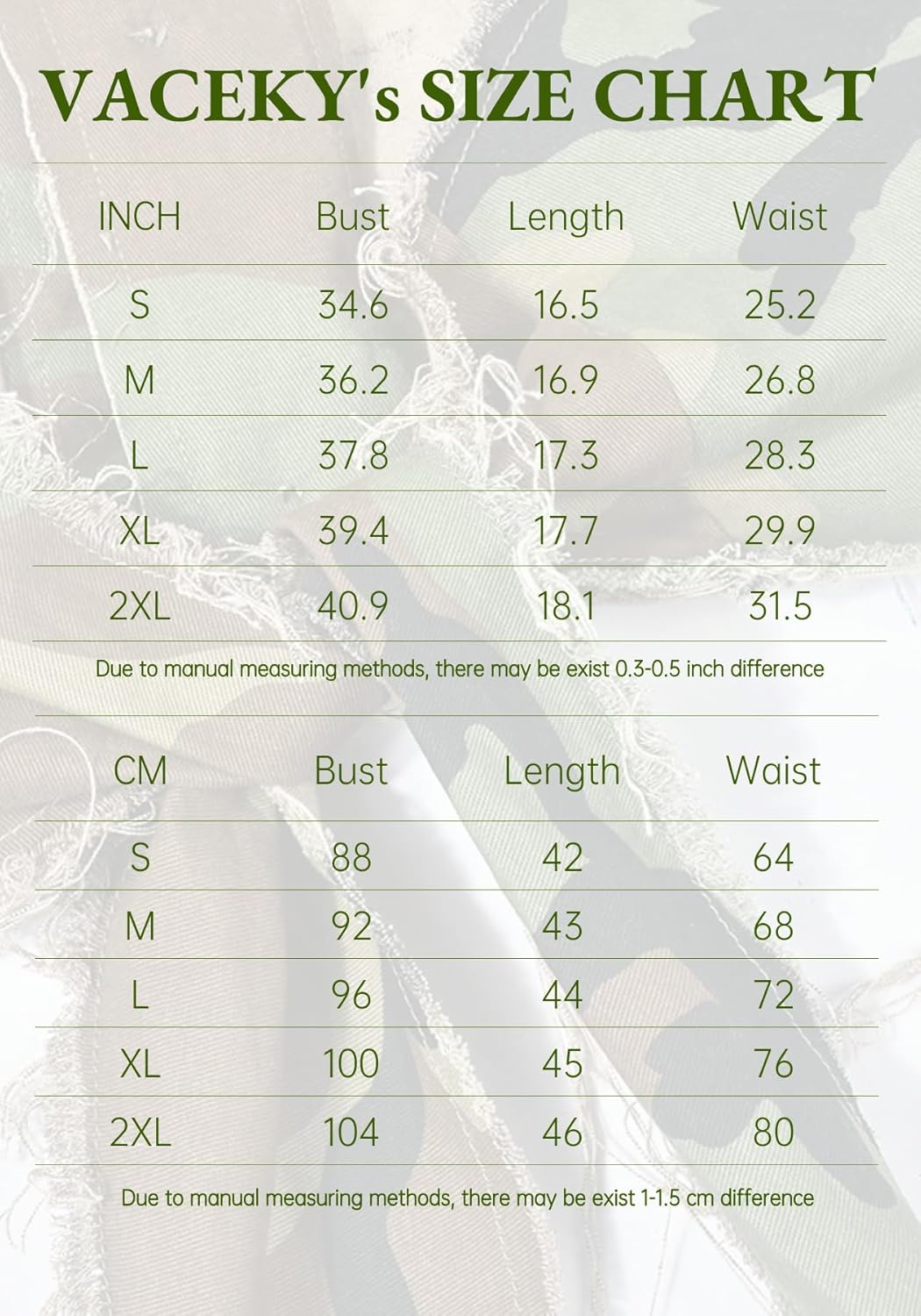 Vaceky Cropped Denim Jacket Women Distressed Camouflage Button Down Shirt Jean Jackets