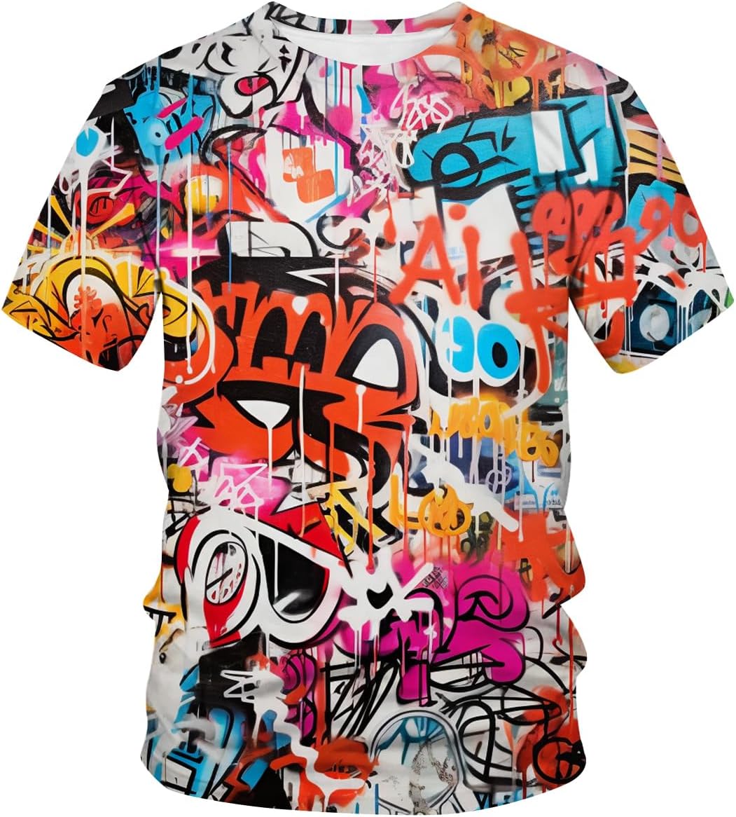 Mens Hip Hop Hipster Crew Neck Short Sleeve T-Shirt