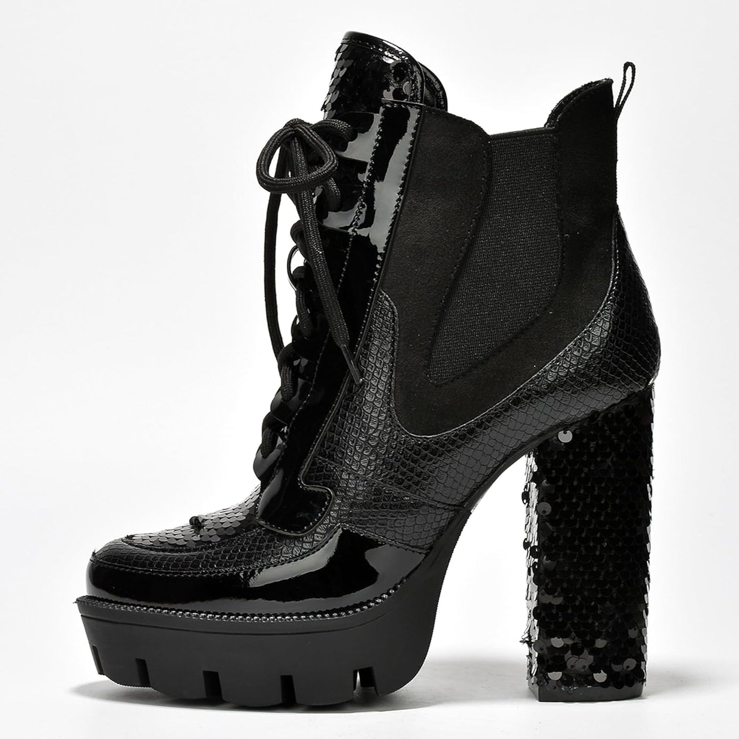 Women's Rhinestone Cowboy Booties - Western Ankle Boots with Pointed Toe, Block Heel & Lace-Up Design for Casual Dress or Party | Stylish Comfortable Short Booties (Nell)