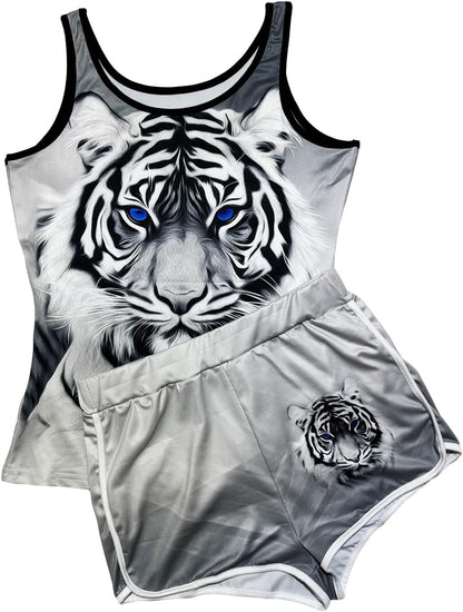 Women’s 2 Piece Pajama Set Novelty Sleeveless Tank Top and Shorts with Animal Print Comfortable Sleepwear