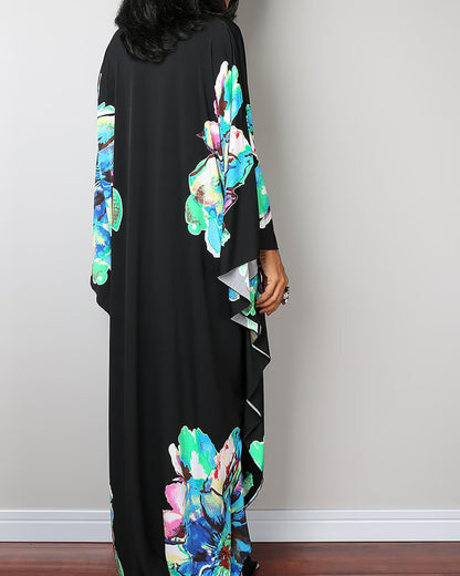 Bsubseach Women Ethnic Print Kaftan Beach Dress Plus Size Swimsuit Cover Up