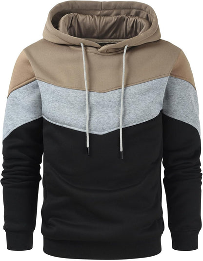 Gesean Men's Novelty Color Block Pullover Fleece Hoodie Long Sleeve Casual Sweatshirt with Pocket