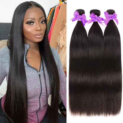 Straight Bundles Human Hair 10A Human Hair 3 Bundles Straight Hair 22 24 26 Inch Brazilian Virgin Deals Human Hair Extensions Natural Color