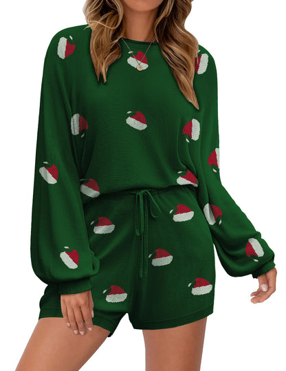 Ekouaer Knit Pajamas Set for Women Lounge Wear Sets Long Sleeve Sweatsuit Matching 2 Piece Outfits Casual Sweater Sets S-XXL