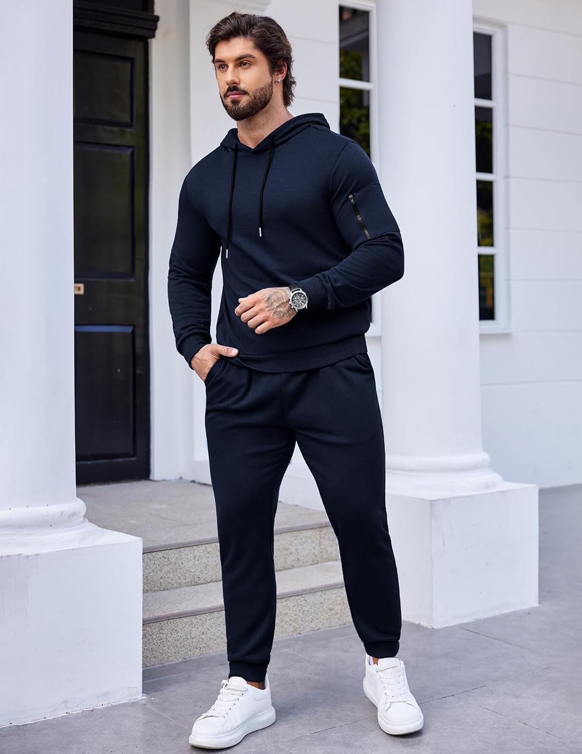 COOFANDY Men's Tracksuit 2 Piece Hooded Athletic Sweatsuits Casual Running Jogging Sport Suit Sets