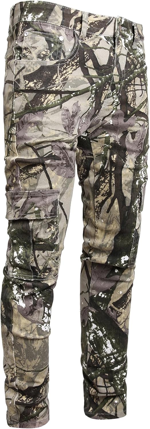 Baylvn Men's Casual Printed Slim Fit Jeans Skinny Denim Pants