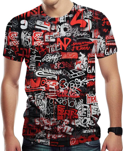 Men's Artist Street Letter Graffiti Markers T-Shirt Shirts 3D Printing Graffiti Graphic Shirt Tee Top