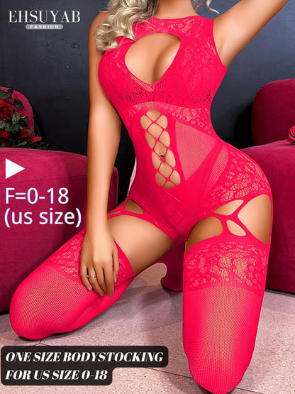 Women Body Stockings Sexy, Exotic Dancer Fishnets Lingerie Glow Party, Fishnet Bodysuit Rave Outfits Club Plus Size