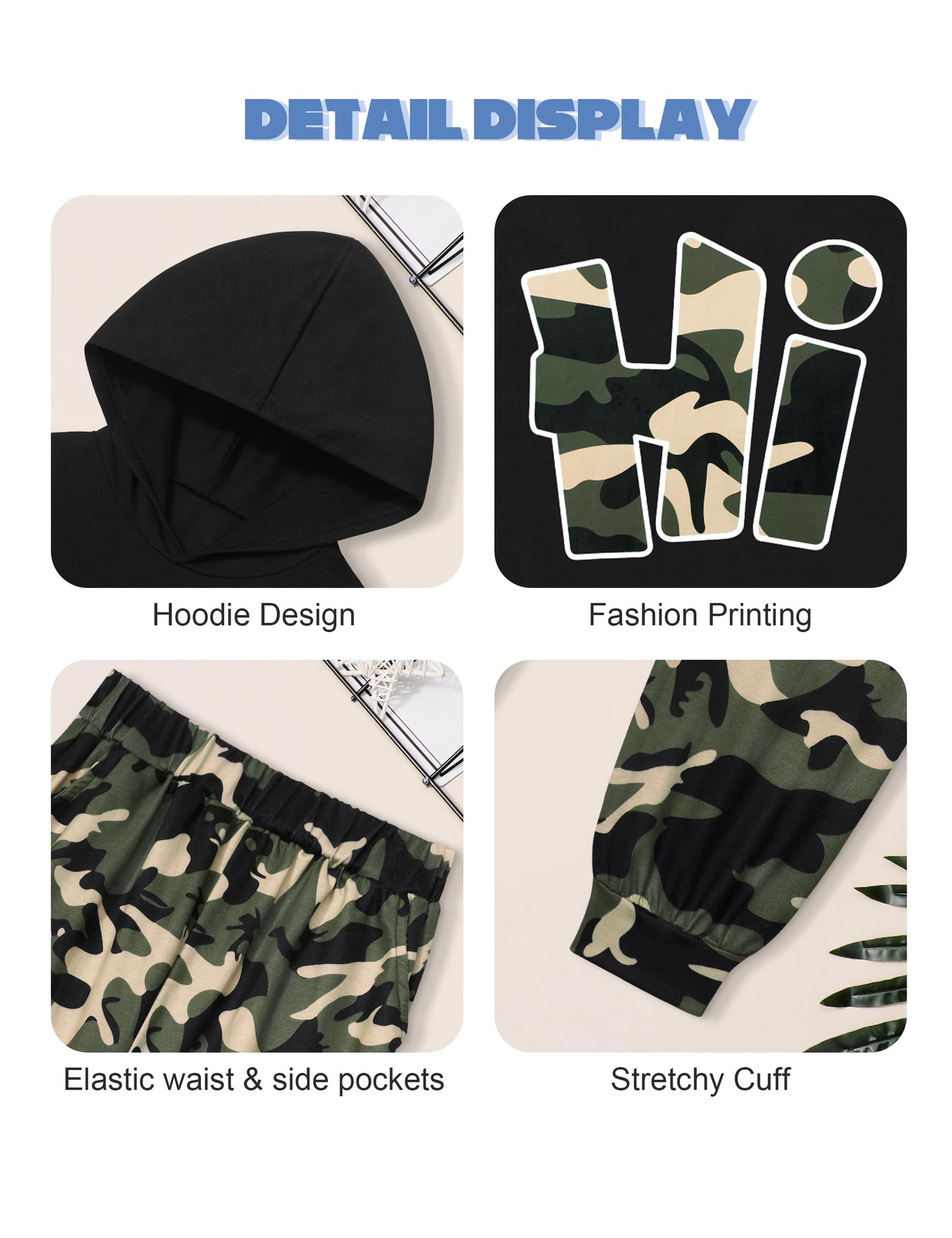 Boys Clothes Camo Boys Outfits Letter Printing Pullover Hoodie and Pants 2Pcs Winter Kids Clothes Boys for 7-14 Years