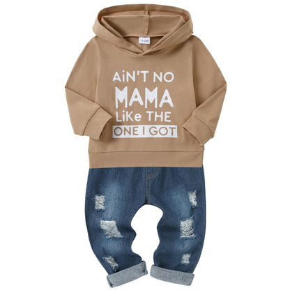 YUEMION Toddler Boy Clothes Long Sleeve Print Hoodies +Denim Pants 2Pcs Fall Winter Sweatshirt Baby Boy Outfits Set 1-6Y