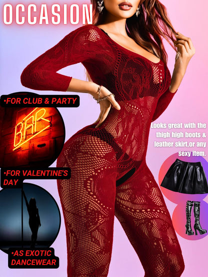 Women Sexy Body Stockings, Fishnet Bodysuit Glow Party Rave, Exotic Dancer Wear Fishnets Lingerie Outfits Plus Size